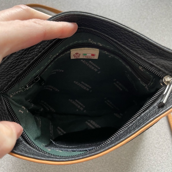 Vintage I Medici Firenze Black & Tan Leather Crossbody Bag - Picture 4 of 11